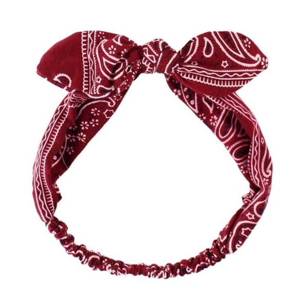 Accessories - 90’s Retro Bandana Turban Headband Red Fabric Headwear